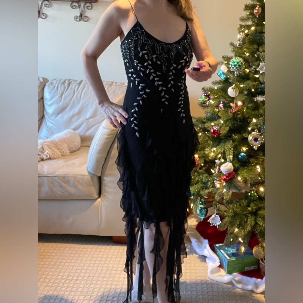 Black sequin cocktail dress